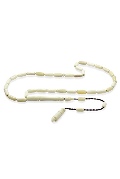 Tesbihane سبحة من عظم الجمل الطبيعي - منظمة - لون كريمي - قطع رفيع على شكل كب...