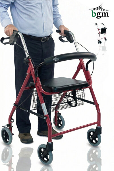bgm Walker Oturaklı Rolatör Yürüteç – Frenli, Oturaklı, Sepetli Katlanır Teke...