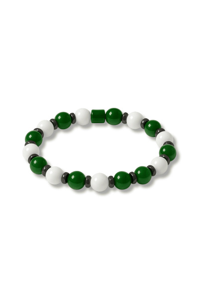 Tesbihane سوار نسائي من حجر اليشم الأخضر والأبيض الطبيعي بقطع كروي M2