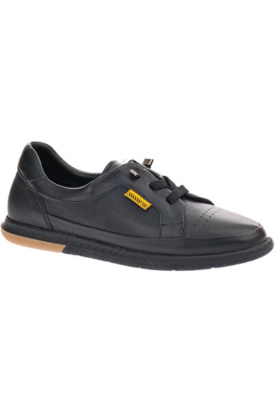 Voyager V26Ya-0080 Black Leather Comfort Women's Shoes
