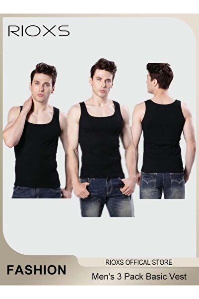 RIOXS Men's 3-Pack Basic Workout Tank Top Set Athletic Muscle Vest Bodybuildi...