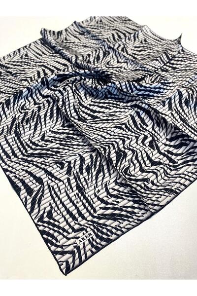 Aker Tivil копринен шал 52936 черен сив зебра модел