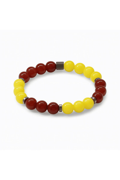 Tesbihane سوار نسائي من الأحجار الطبيعية بقطع كروي من اليشم الأصفر والأحمر وا...