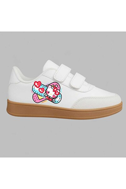 amazoondesing White New Sweet Hello Printed Sneaker Printed Girls' Sports Shoes