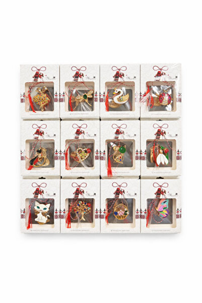 OEM Set of 24 elegant martisor brooches, combined designs, individual packagi...