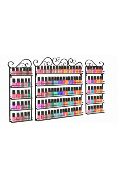 Pink Nails Wall Shelf Organizer Set Black