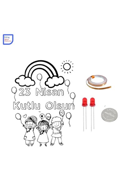 Fapatech 23 Nisan Ulusal Egemenlik Çocuk Bayramı Kağıt Devre Kiti Boyama -Ste...