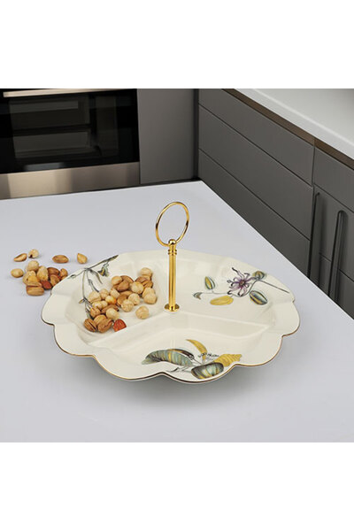 Kosova وعاء للوجبات الخفيفة مع حجرة للزيتون ومقبض 26 سم ZPS-04