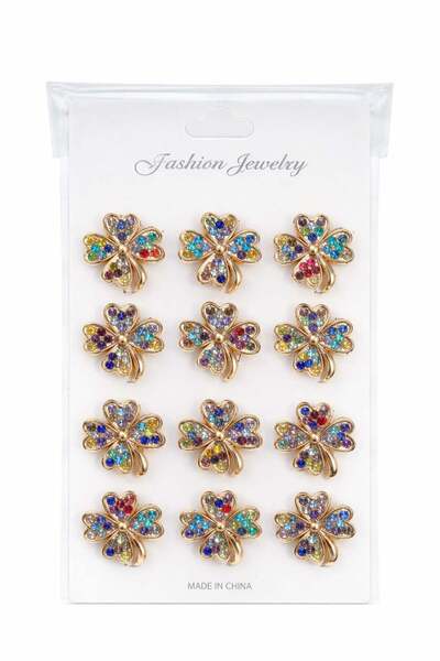 OEM Set of 12 Martisor brooches on presentation cardboard, 17x10 cm, March 1s...