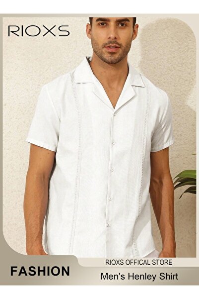 RIOXS Men's Short Sleeve Shirts, Classic Button Down Short Sleeve Top, Breath...