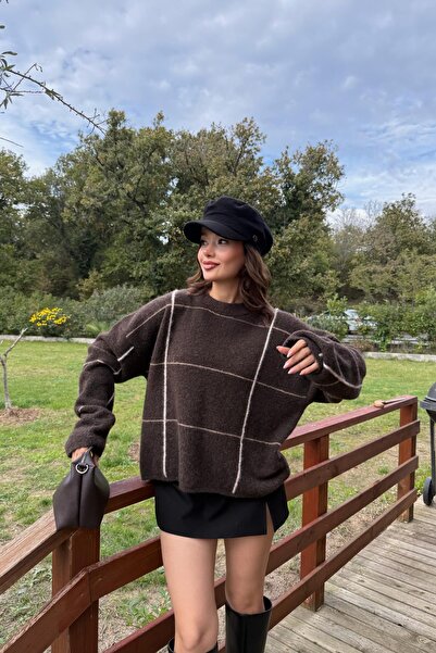 mylove Contrast Striped Sweater Brown