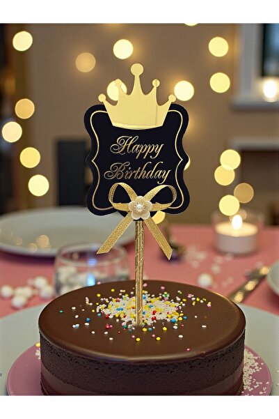 MK Ambalaj Cake Topper with Happy Birthday Written, Happy Birthday Written St...
