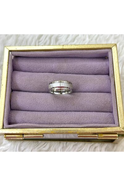 BY YASİN TOPÇU 💍 ✨   Striped Matte Medium Band Silver Color Ring (Size 19)