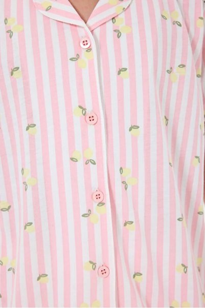 YUYİ ROLY POLY bumbac 100% SET PIJAMĂ FETE CU Mânecă scurtă, cu guler cămașă, cu nasturi în față, cu pantaloni scurți 3778
