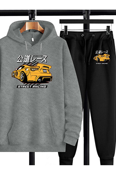 ELAN WEAR Printed Tracksuit Set Sweatshirt Jogger - Oversize Hoodie