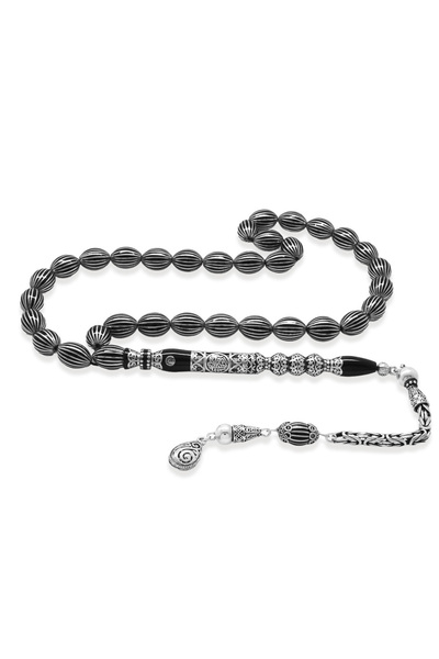 Tesbihane Erzurum Oltu Tesbih - 20 li Gümüş Yarma - Cevşen Nakkaş - 925 Ayar ...