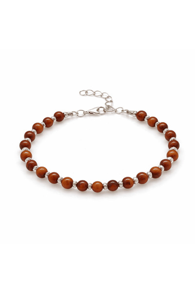 Tesbihane Men's Natural Drop Amber Bracelet - Honey Color - Sphere Cut - Dori...
