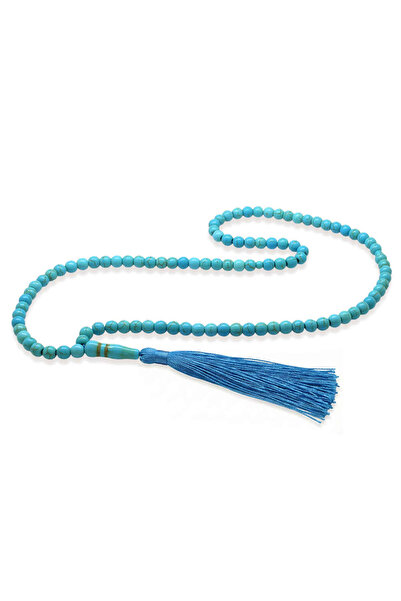 Tesbihane Turquoise Natural Stone Prayer Beads - Ottoman Palace Tassels - Tur...