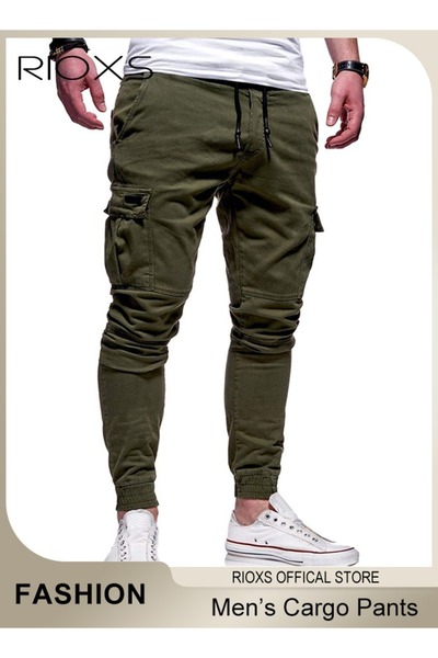 RIOXS Men's Cargo Pants, Baggy Fit Tapered Athletic Pants for Men, Casual Dra...