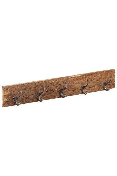 vidaxl Hall Hanger with 5 Hooks 100x2.5x15 cm Solid Reclaimed Wood