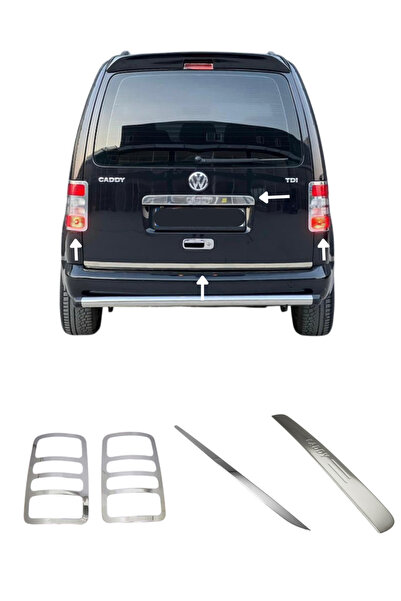 ACK Dizayn VOLKSWAGEN CADDY 2004-2010 KROM ARKA SET BAGAJ ÇITASI + BAGAJ ALT ...