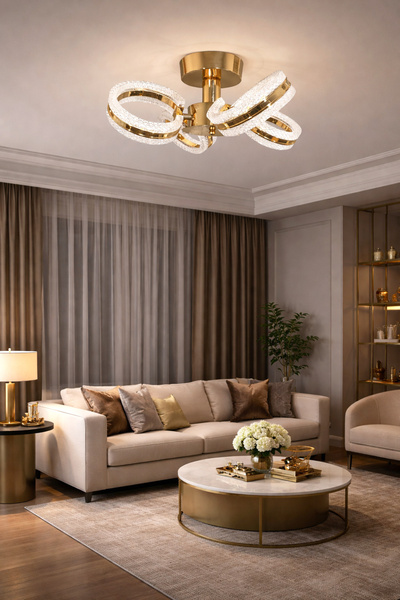 Turanconcept Ecrin 4lü Plafonyer Led Avize Kristal Görünüm Beyaz Işık Enerji ...