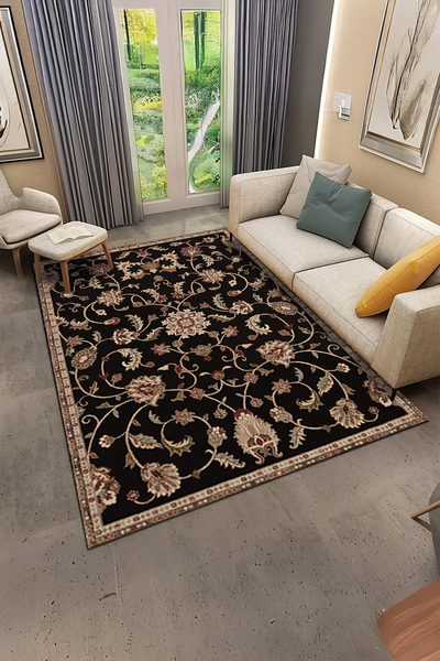 ferahome Dijital Baskı Vintage Eskitme Desenli Kaymaz Dot Taban Yıkanabilir O...