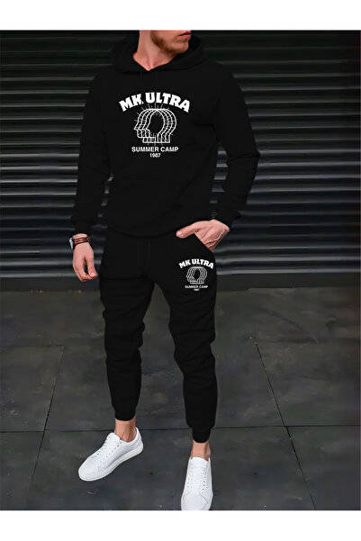 mercoledi Men's Mind Printed Comfortable Fit Hooded Pocket Top Jogger Elastic...