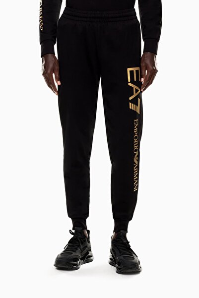 EA7 Men's Rubber Leg Logo Printed Sweatpants - Black/Gold