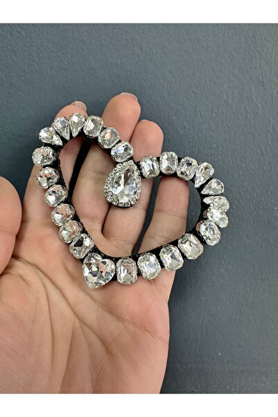 Gönülden Tasarım Aplic de cusut cu inimă din piatră de zircon 10x8 cm