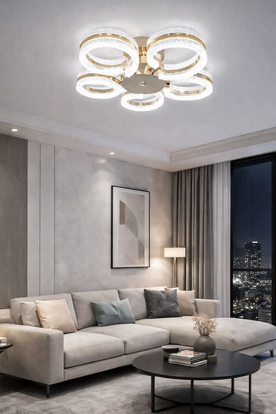 Turanconcept Ecrin 5li Plafonyer Led Avize Kristal Görünüm Beyaz Işık Enerji ...