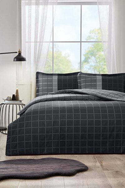 Özdilek Ranforce -Nera Black- Single Duvet Cover Set with Elastic Sheets