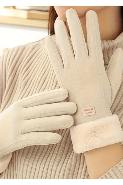 Medtoka Krem ve siyah vintage tüylü eldiven 💫🌸