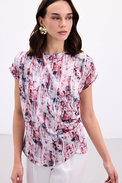 Sateen Pleated Tank Top - Burgundy