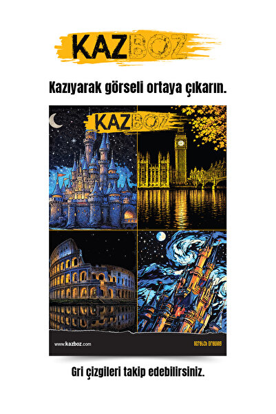 Zigzag Kazboz Scratch Art - Kazıma Sanatı Hobi Seti 3