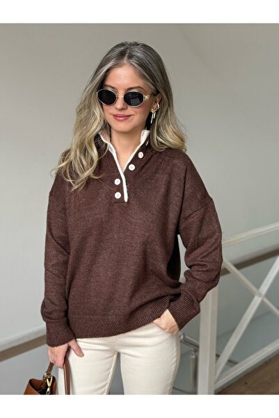 2she Buttoned Sweater - Brown