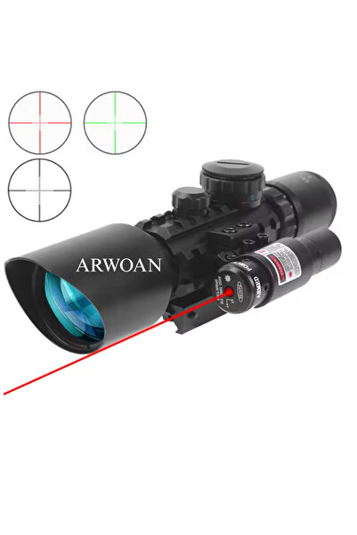 ARWOAN Lazerli Tüf-ek Dürbünü Kırmızı & Yeşil Nişangah Ayarlanabilir Zoom