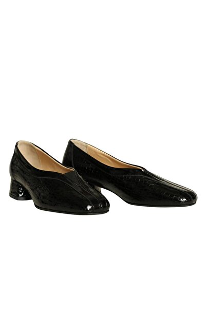 Platin Black Patent Leather Women's Comfort Heeled Shoes