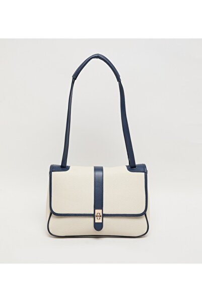 Anne Klein حقيبة يد علوية من البولي يوريثان بتفاصيل متباينة