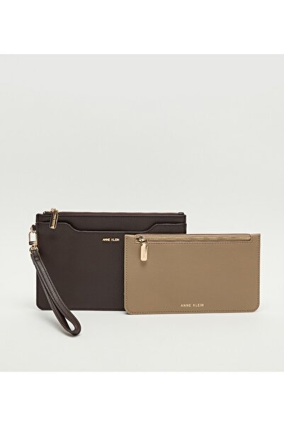 Anne Klein طقم محفظة من قطعتين بتفاصيل شعار