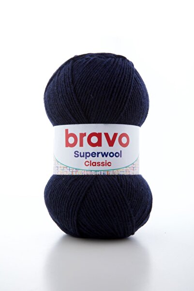 Bravo Süperwool Classic 020 Albastru închis Ață de tricotat Lână Acrilic 100 ...