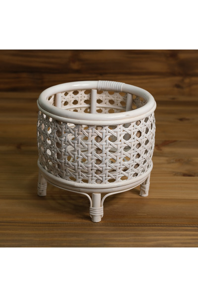 Hatidizayn El Yapımı Ayaklı Hasır Yuvarlak Sepet | Ev & Bebek Odası Dekoratif...