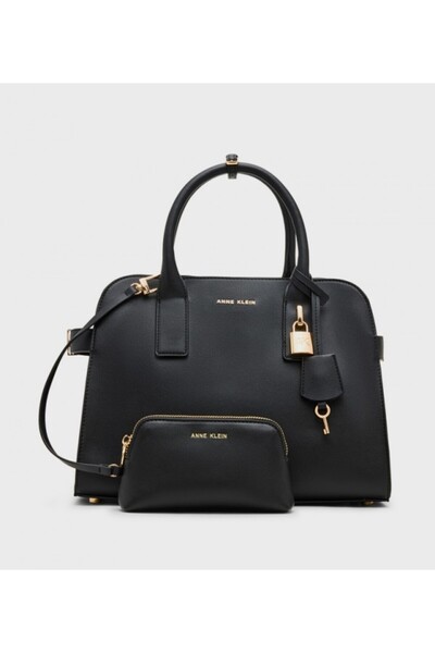 Anne Klein حقيبة كتف مزينة بشعار العلامة التجارية مع محفظة
