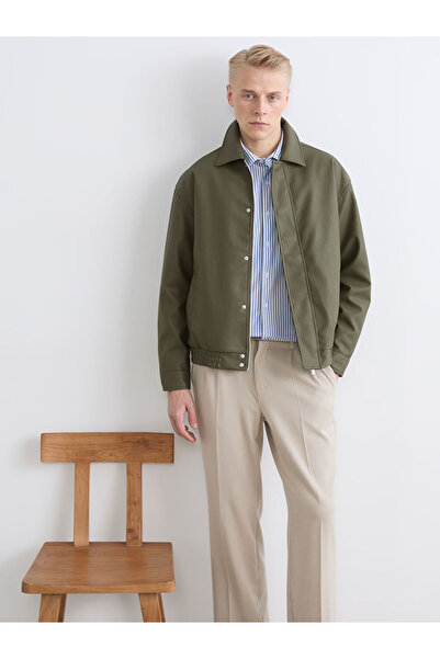 LC Waikiki Καφέ ανδρικό παλτό με δερμάτινη εμφάνιση σε στάνταρ σχέδιο