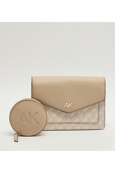 Anne Klein حقيبة كروسبودي بغطاء ونقشة مونوجرام