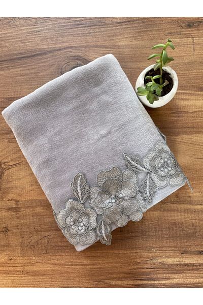 Çeyiz Bahçesi Gülşen 3D Gray Velvet Towel 50&90