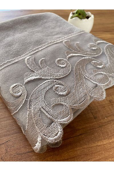 Çeyiz Bahçesi Ivy Gray Velvet Towel 50&90