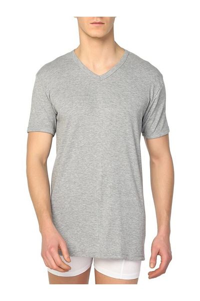 GÜMÜŞ 6 Pieces Gray Color V-Neck Short Sleeve Undershirt