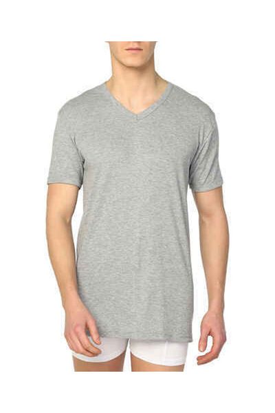 GÜMÜŞ 6 Pieces Gray Color V-Neck Short Sleeve Undershirt