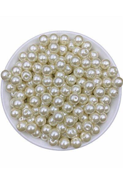 Hedef Bijuteri 50 Gr 10mm Krem Cam Inci Boncuk ,takı Yapım Boncuğu (50gr,~40 ...
